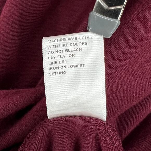 JOHNNY WAS CALME Flute Sleeve Swing Dress Womens Medium Burgundy Maroon Pom Pom - Picture 11 of 15